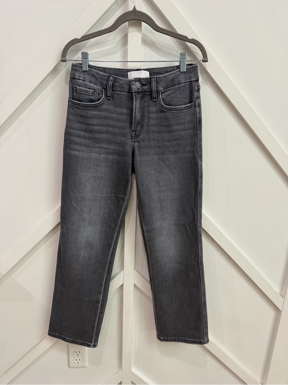 Mid-Rise Straight Leg Gray Vervet Jeans
